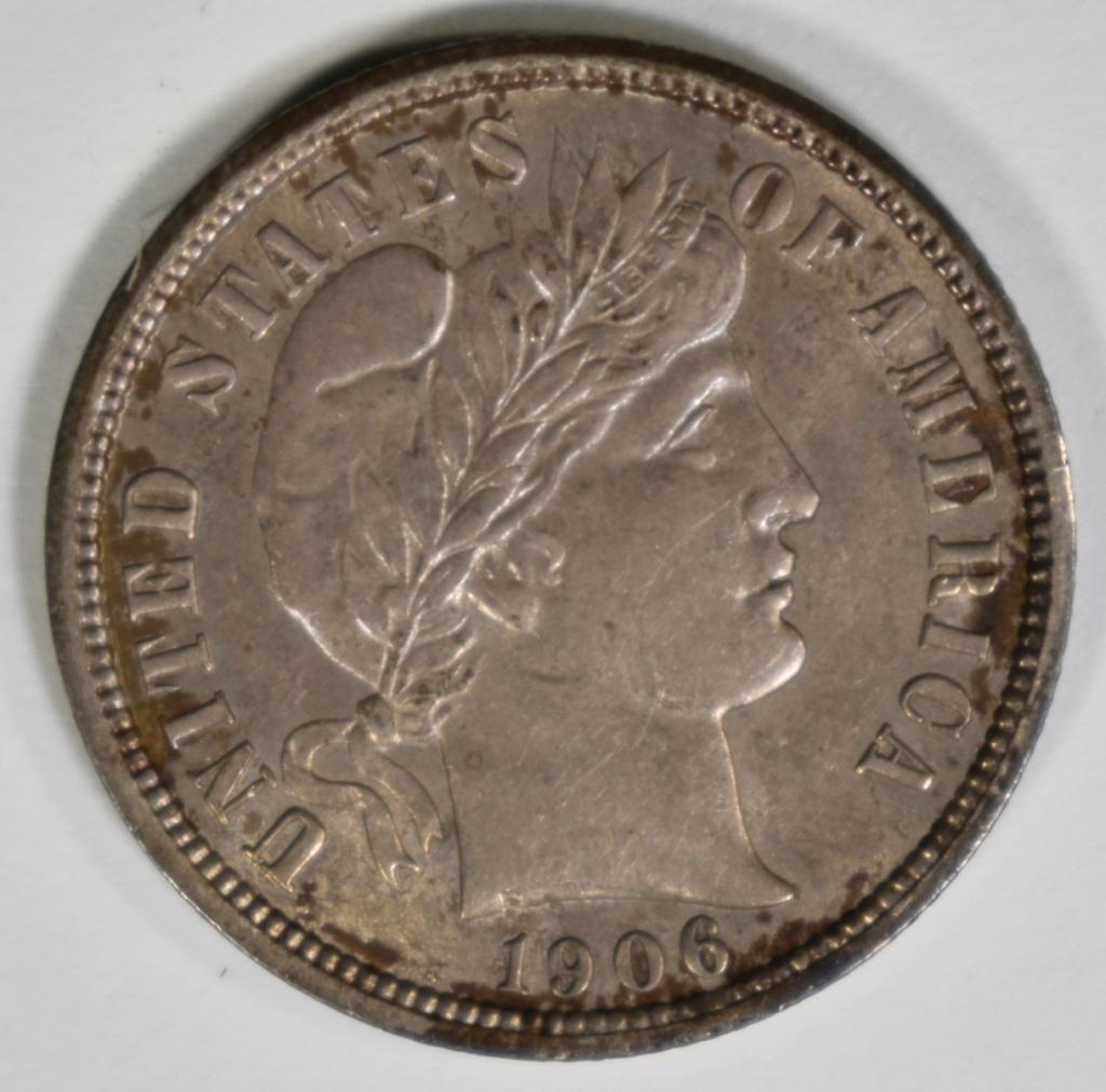 1906 BARBER DIME AU/BU