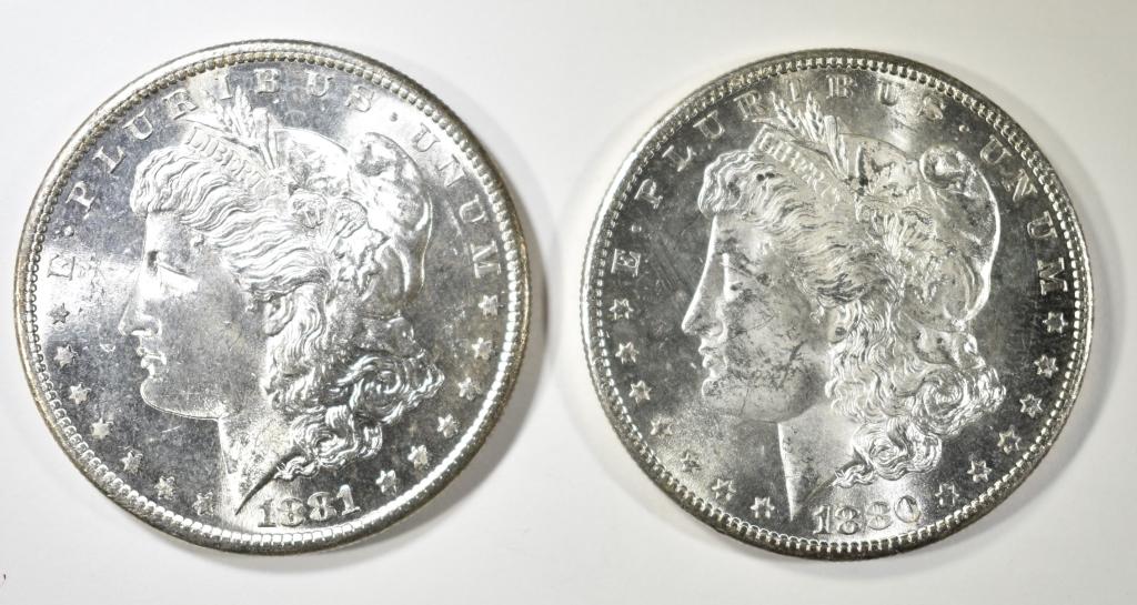 1880-S & 1881-S MORGAN DOLLARS CH BU