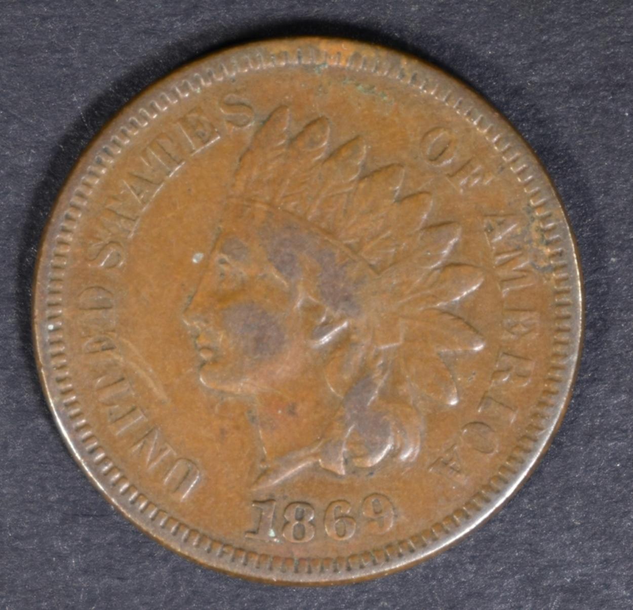 1869 INDIAN CENT FINE