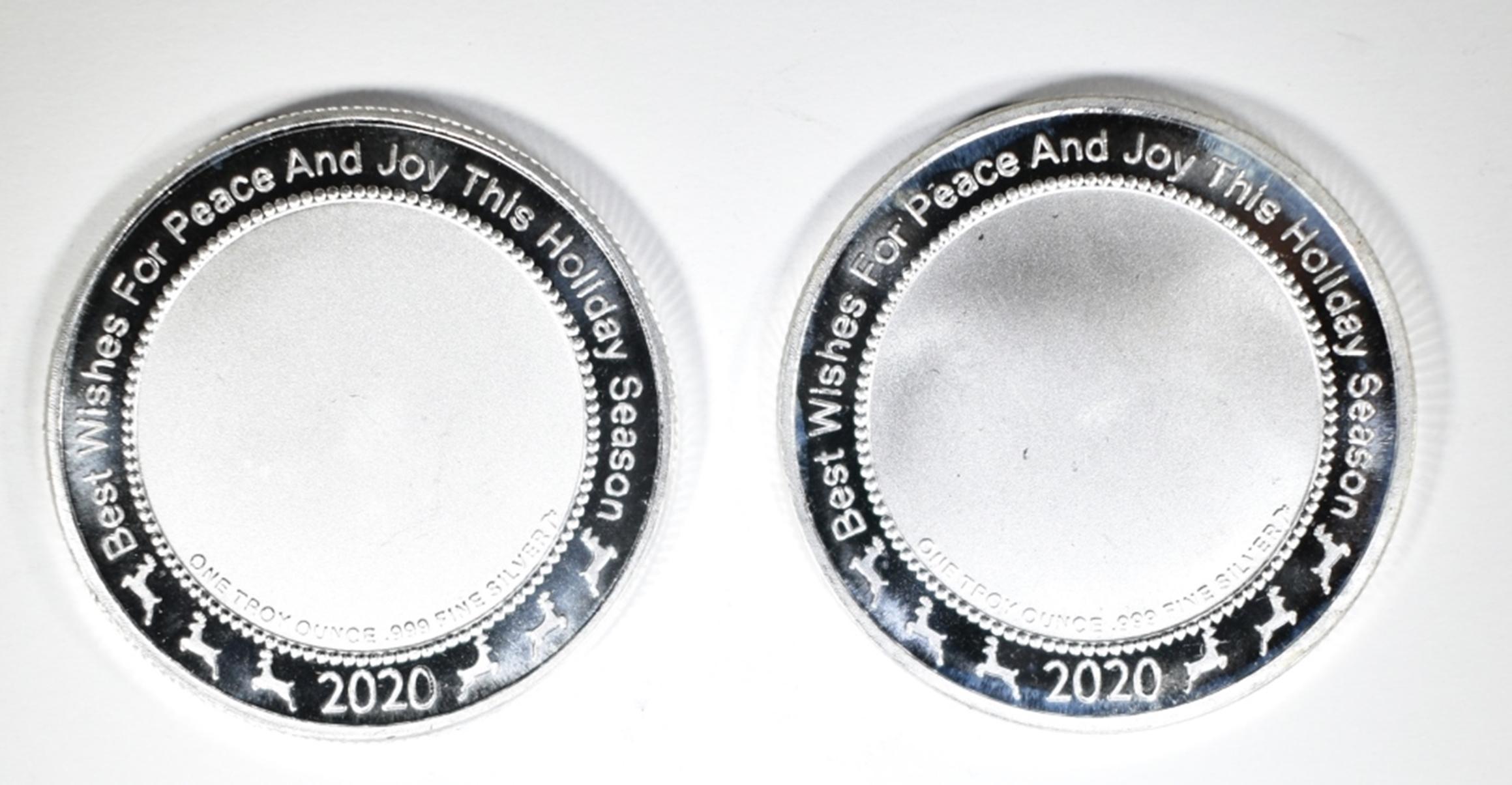2-2020 1oz .999 SILVER CHRISTMAS  ROUNDS