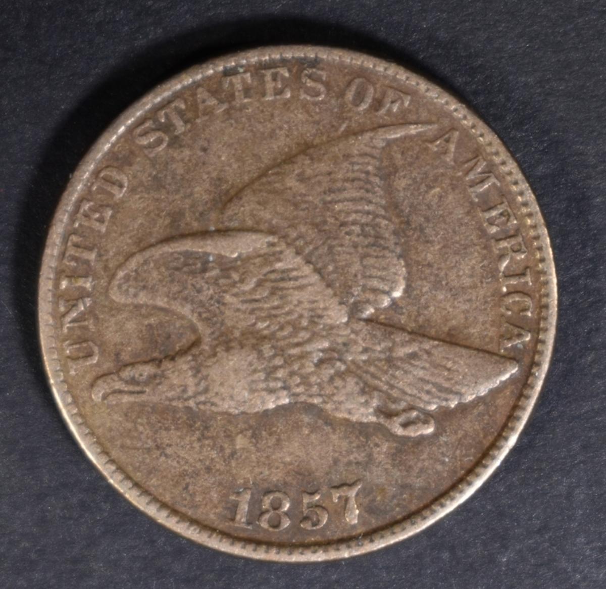 1857 FLYING EAGLE CENT VF+