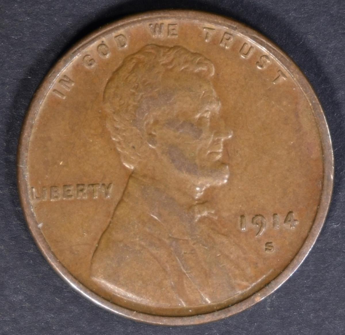 1914-S LINCOLN CENT XF