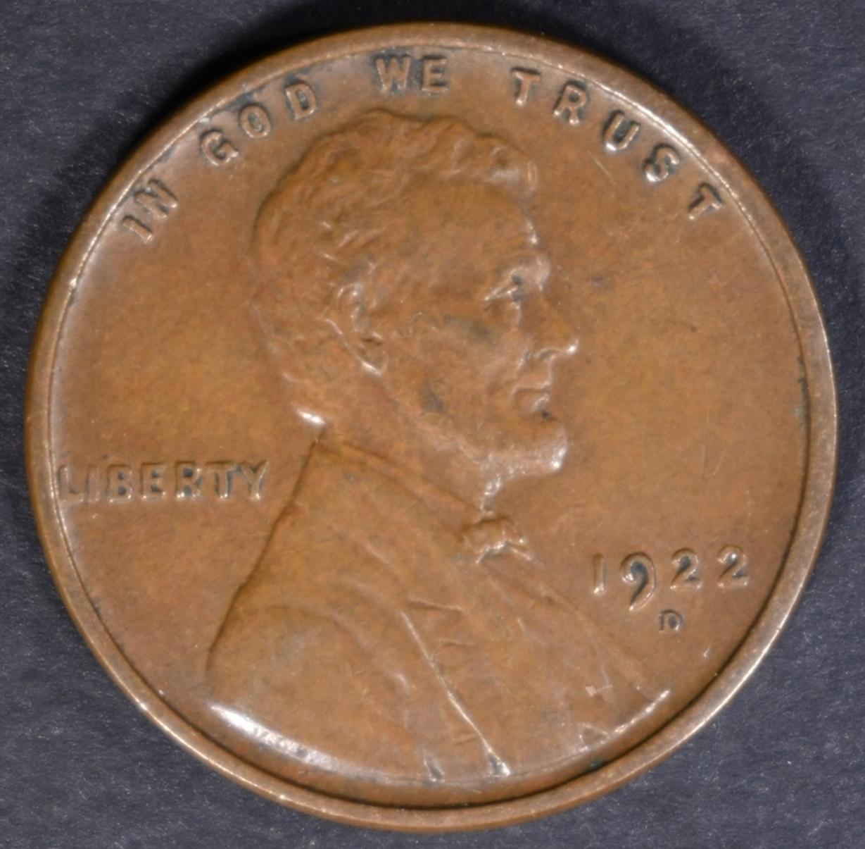 1922-D LINCOLN CENT AU/BU