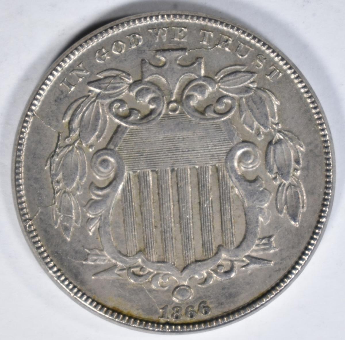 1866 SHIELD NICKEL AU