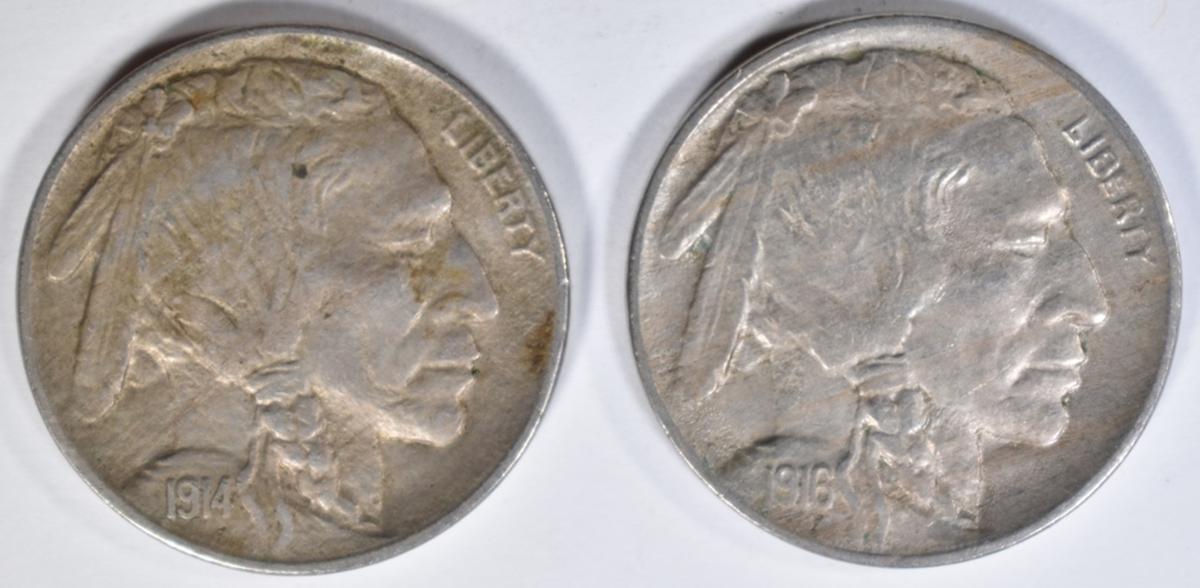 1914 & 1916 BUFFALO NICKELS AU