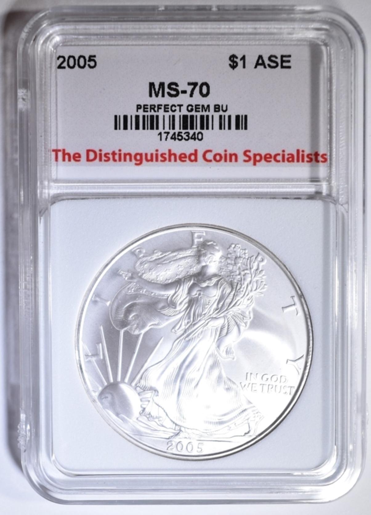 2005 AMERICAN SILVER EAGLE, TDCS PERFECT GEM BU