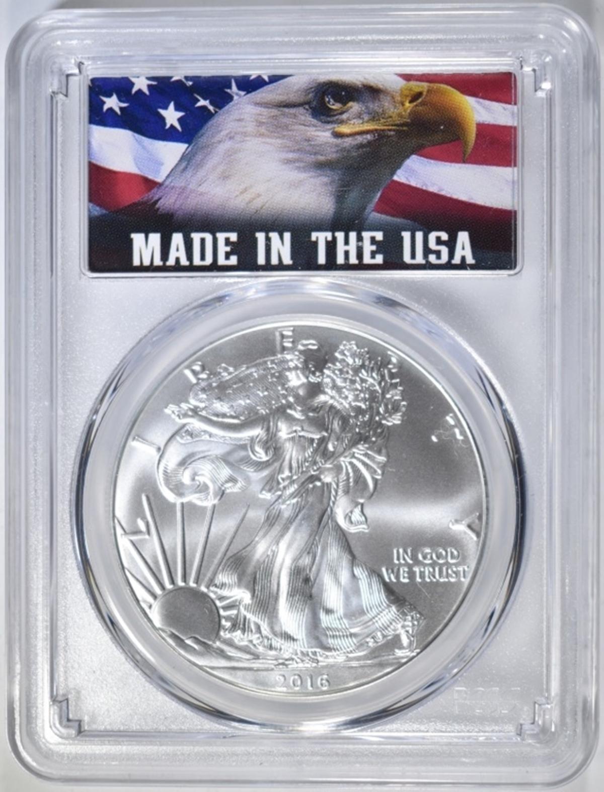 2016 AMERICAN SILVER EAGLE PCGS MS-70 1st STRIKE