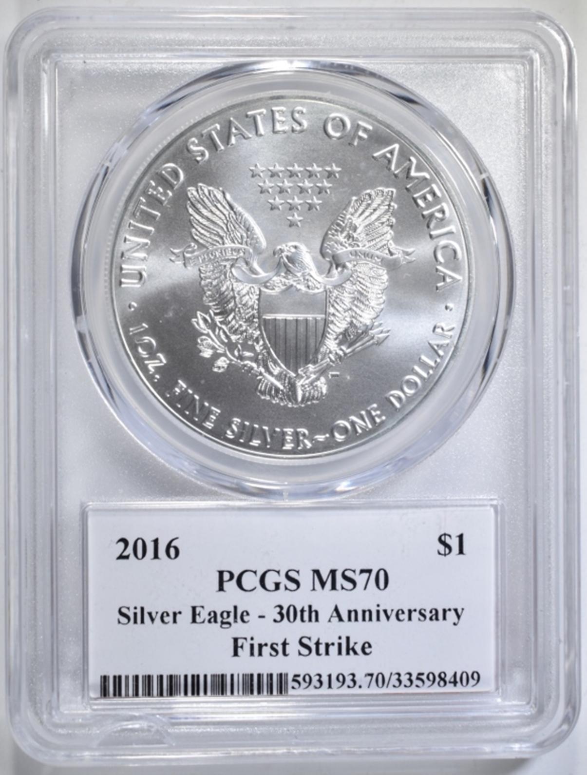 2016 AMERICAN SILVER EAGLE PCGS MS-70 1st STRIKE