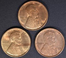 3-1909 LINCOLN CENTS CH/GEM BU RED