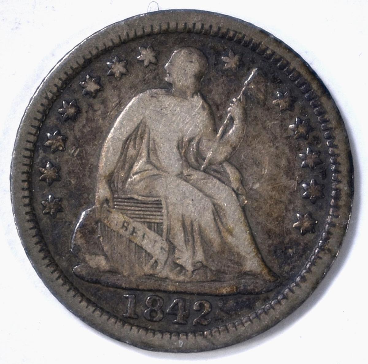 1842 HALF DIME VG/FINE