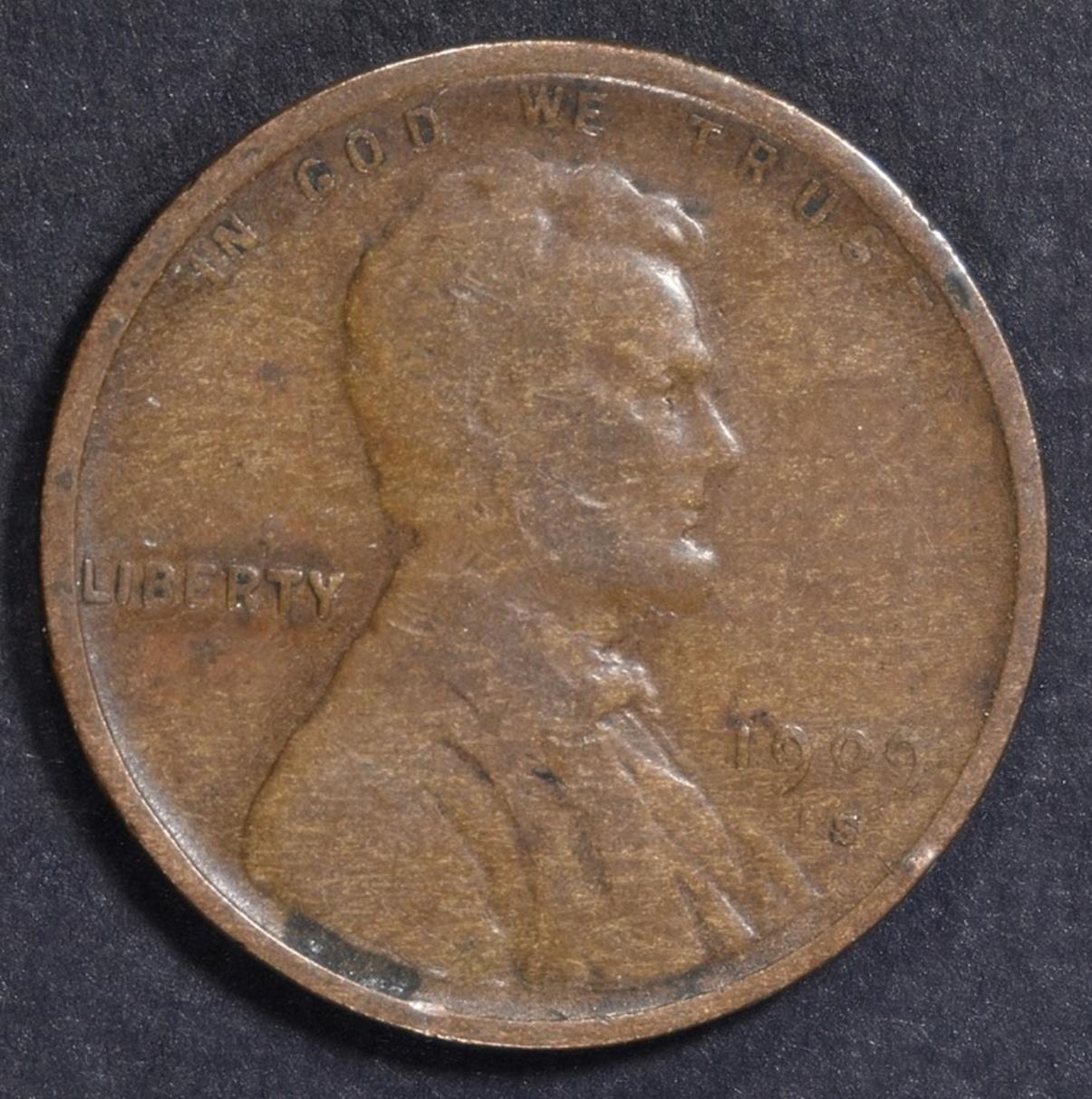 1909-S LINCOLN CENT VG