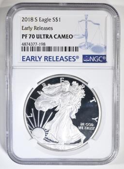 2018-S AMER. SILVER EAGLE NGC PF-70 ULTRA CAMEO