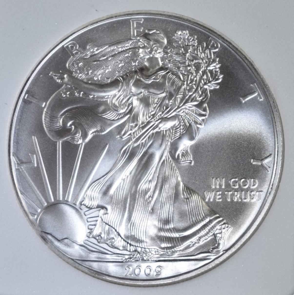 2009 AMERICAN SILVER EAGLE, TDCS PERFECT GEM BU