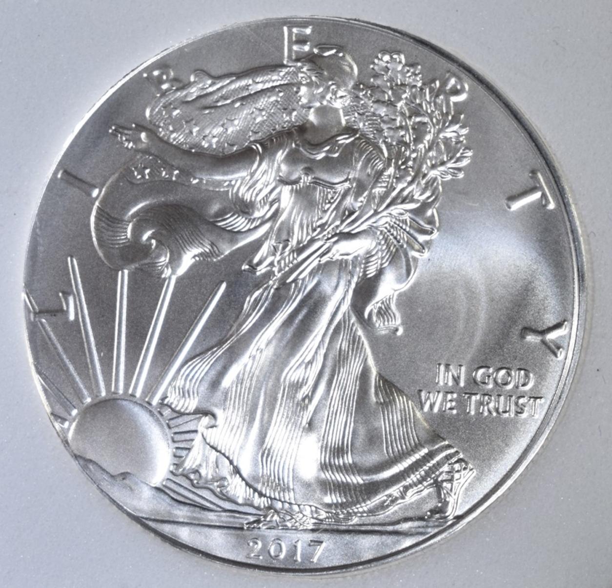 2017 AMERICAN SILVER EAGLE BGC PERFECT GEM BU