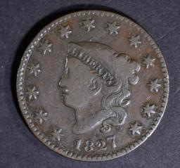 1827 LARGE CENT, NICE F/VF