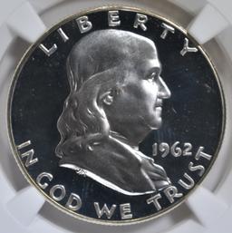 1962 FRANKLIN HALF DOLLAR, NGC PF-67 CAMEO