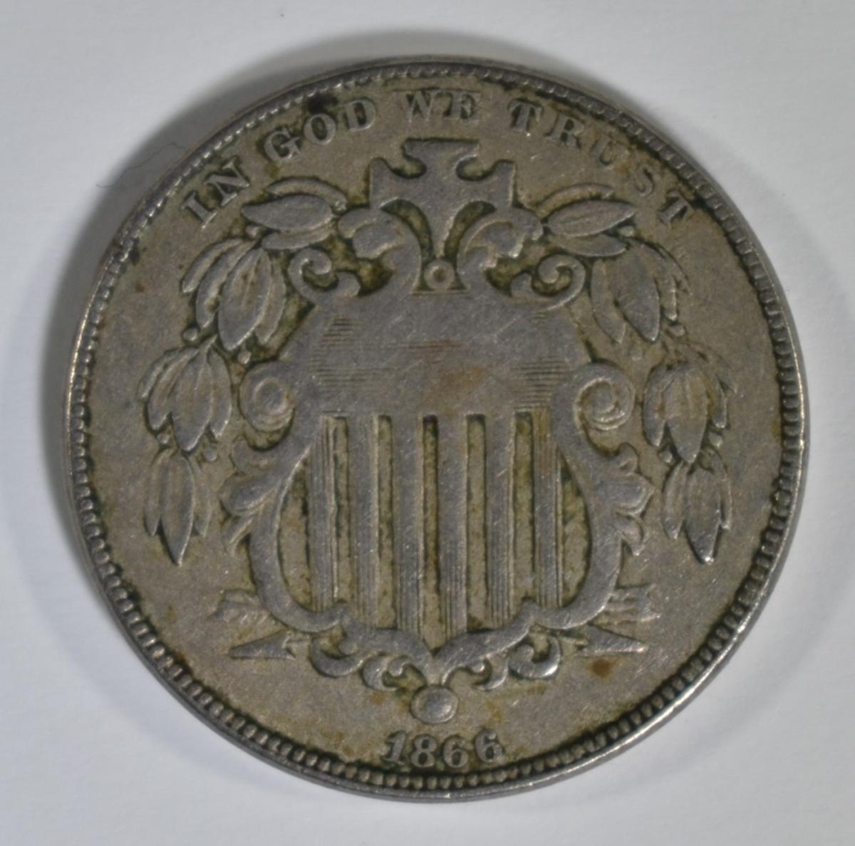 1866 SHIELD NICKEL FINE