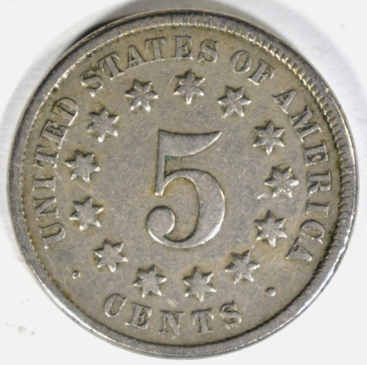 1872 SHIELD NICKEL FINE