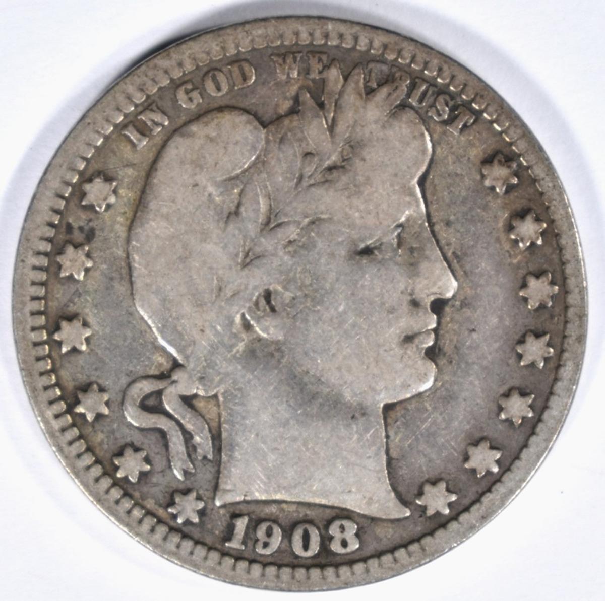 1908-S BARBER QUARTER FINE