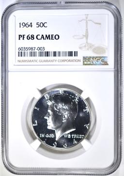 1964 KENNEDY HALF DOLLAR NGC PF-68 CAMEO