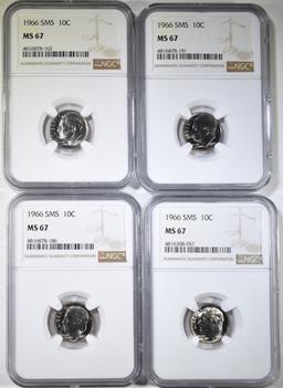 4-1966 SMS ROOSEVELT DIMES NGC MS-67