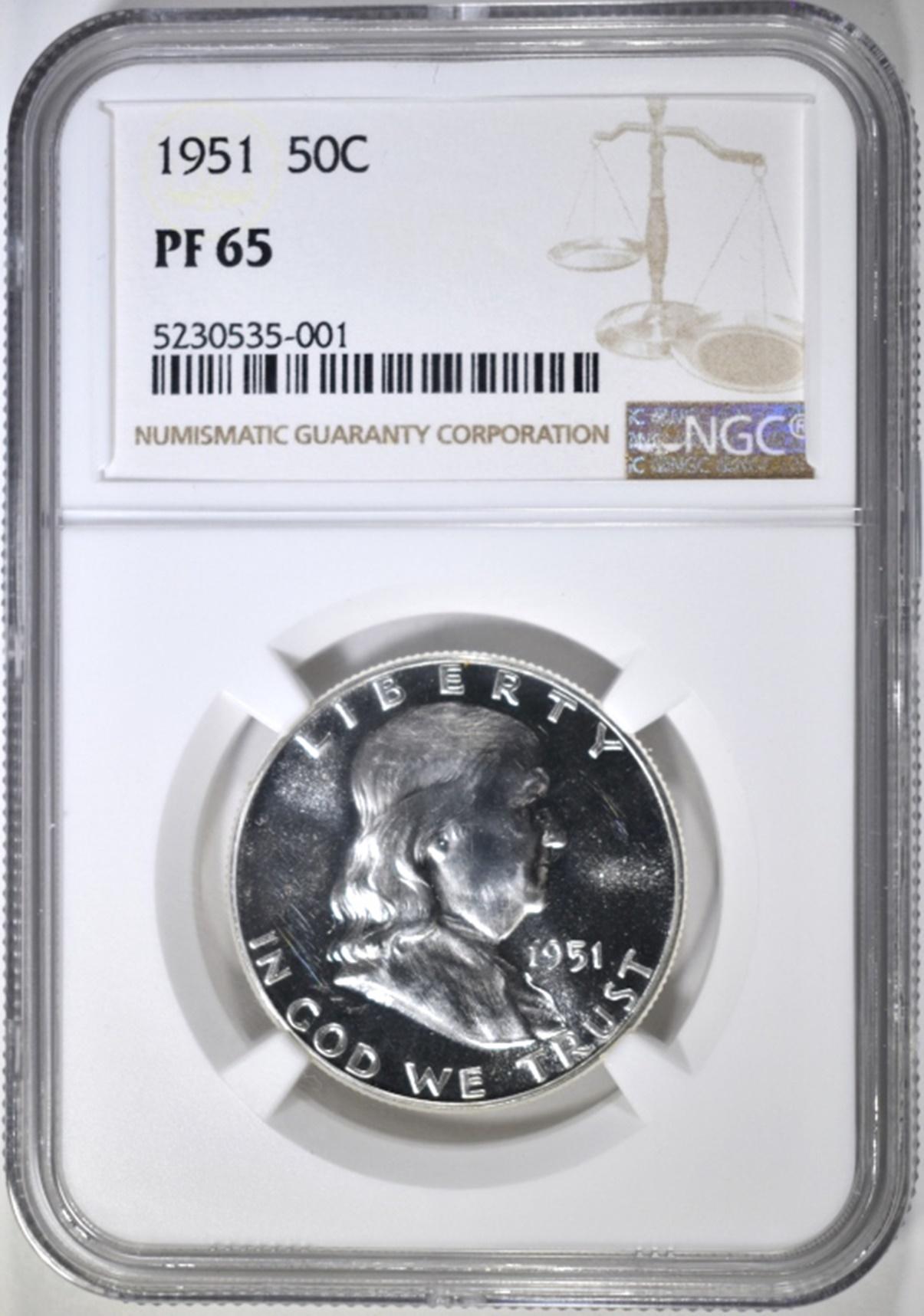 1951 FRANKLIN HALF DOLLAR NGC PF-65