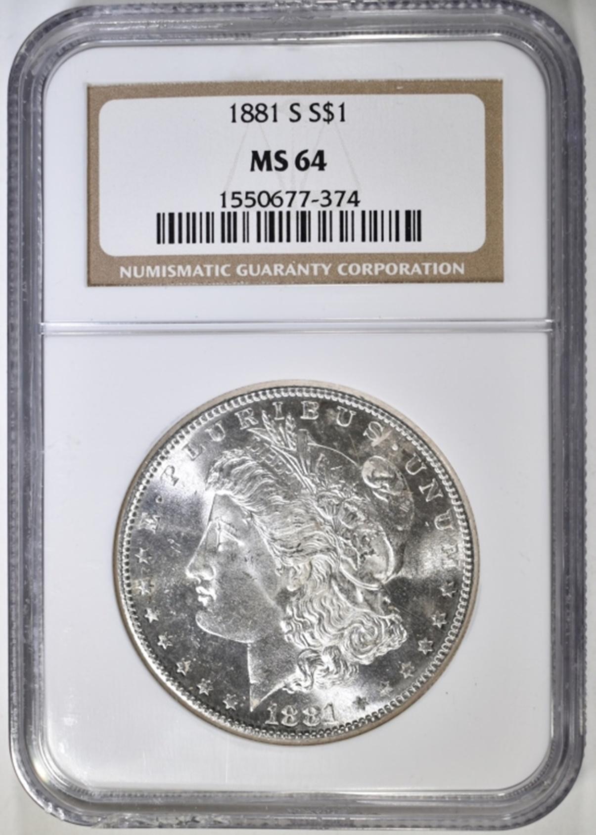 1881-S MORGAN DOLLAR NGC MS-64