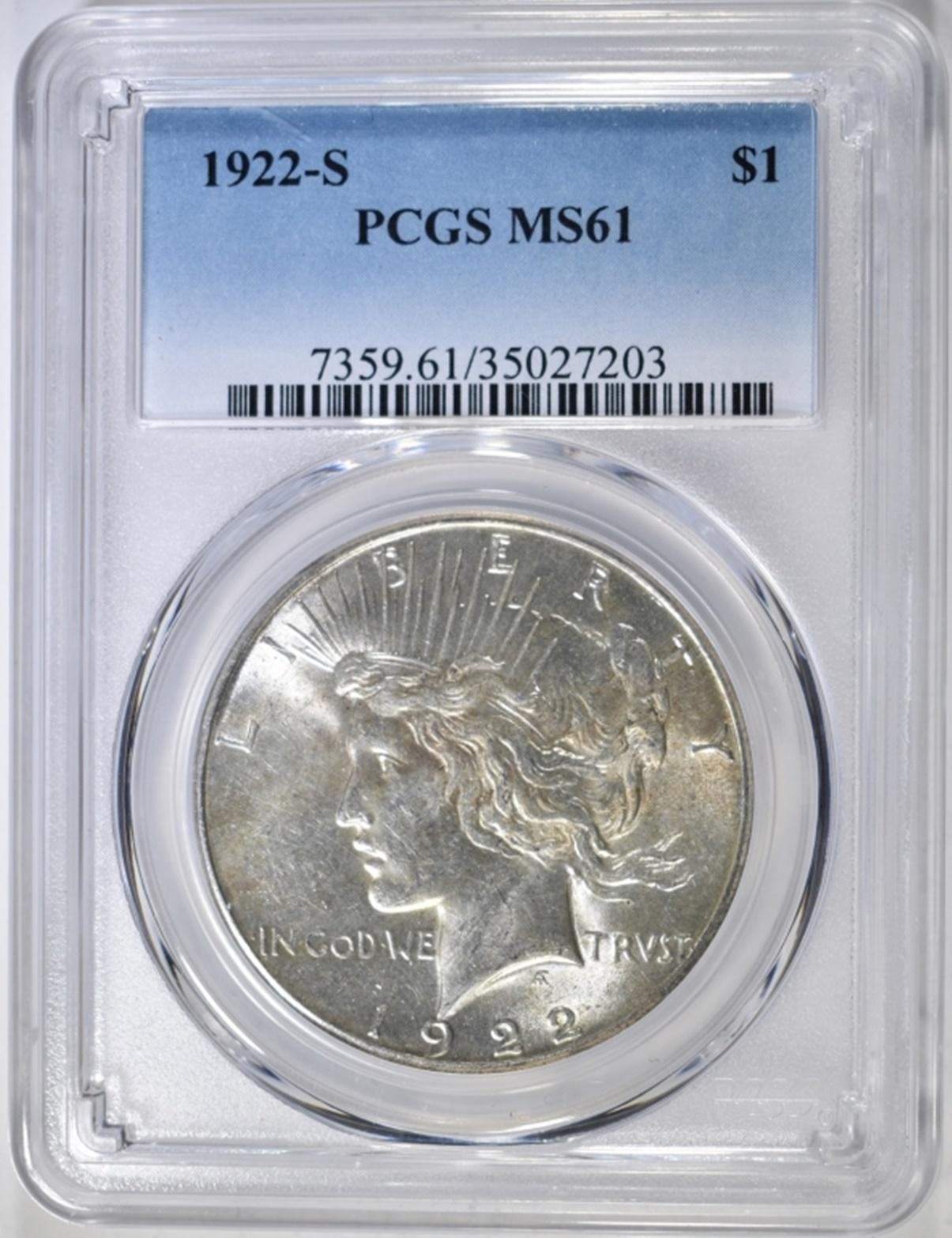 1922-S PEACE DOLLAR PCGS MS-61