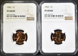 1962 & 63 LINCOLN CENTS NGC PF-68 RED