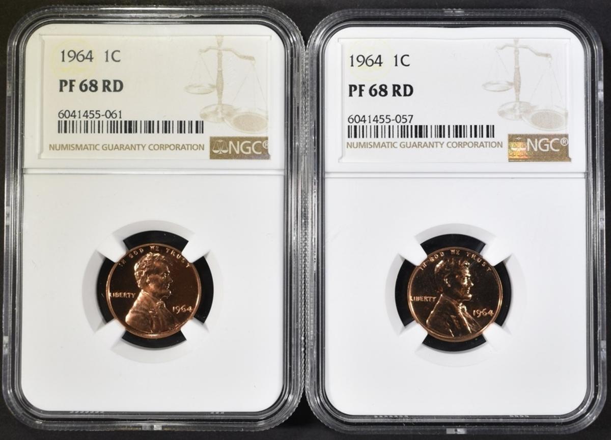 2-1964 LINCOLN CENTS NGC PF-68 RED