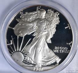 1987-S SILVER EAGLE PCGS PR-69 DCAM EDMOND MOY