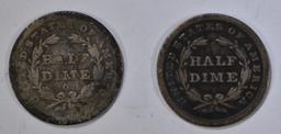 1839 & 1839-O SEATED HALF DIMES  AVG CIRC