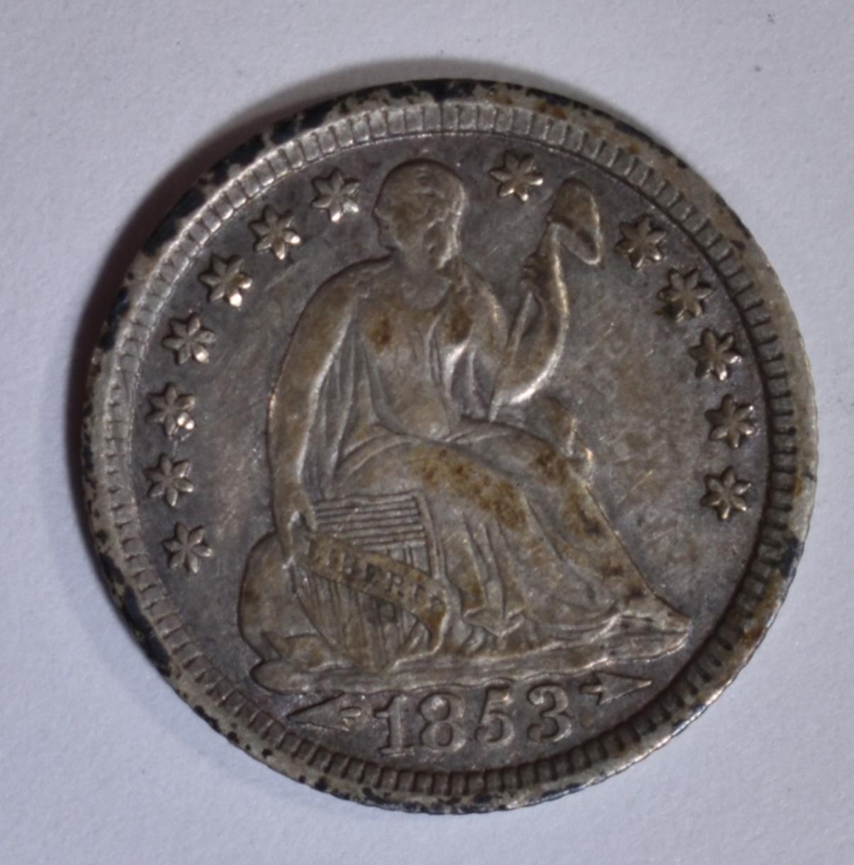 1853 SEATED HALF DIME  XF/AU