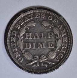 1853 SEATED HALF DIME  XF/AU