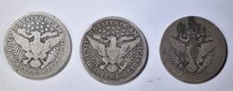 LOT OF 3 BARBER QUARTERS: