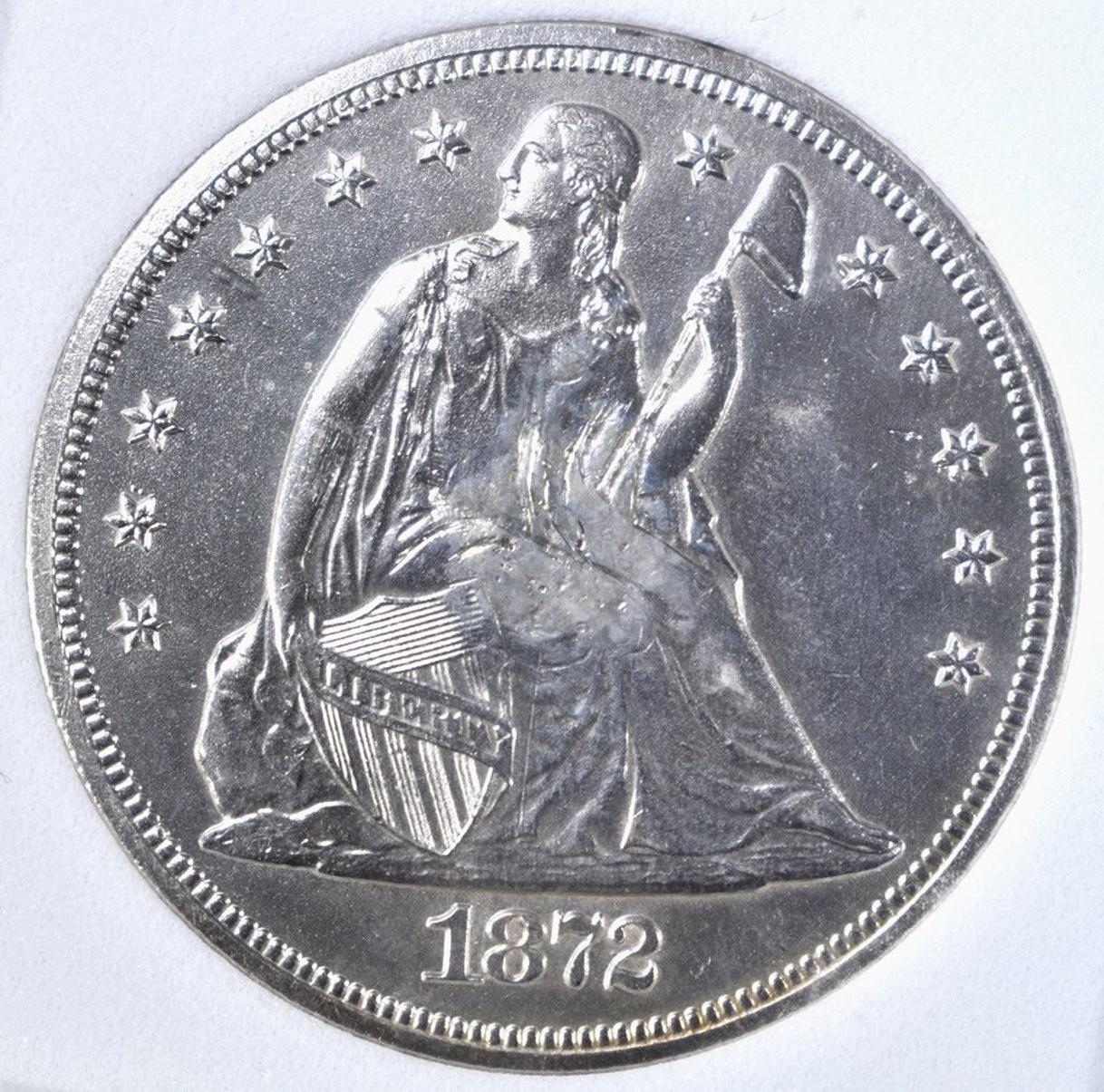 1872-CC SEATED DOLLAR NGP CH BU WHITE