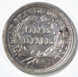 1854 SEATED LIBERTY DIME AU