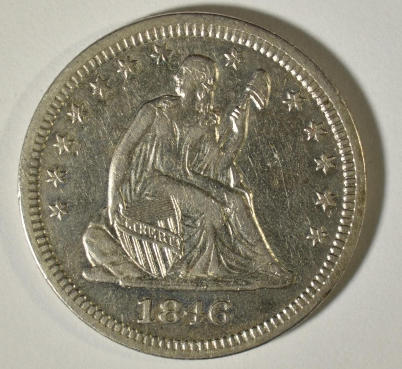 1846 SEATED LIBERTY QUARTER XF/AU