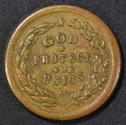 1863 CIVIL WAR TOKEN GOD PROTECT OUR UNION XF