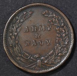 1863 CIVIL WAR TOKEN ARMY & NAVY VF