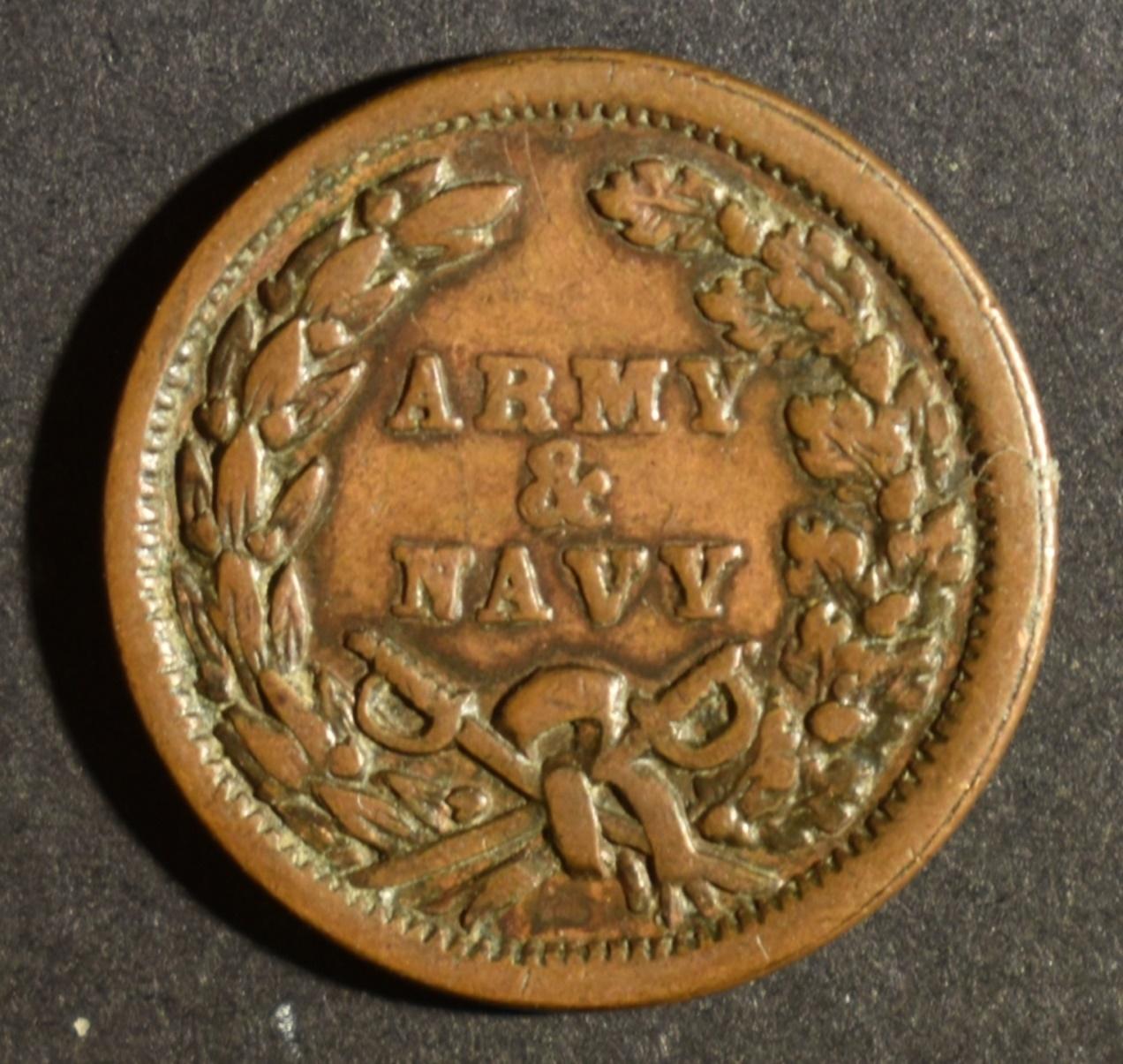 1863 PATRIOTIC CIVIL WAR TOKEN ARMY/NAVY