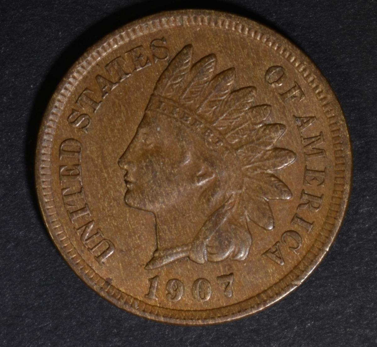 1907 INDIAN HEAD CENT CH BU BN