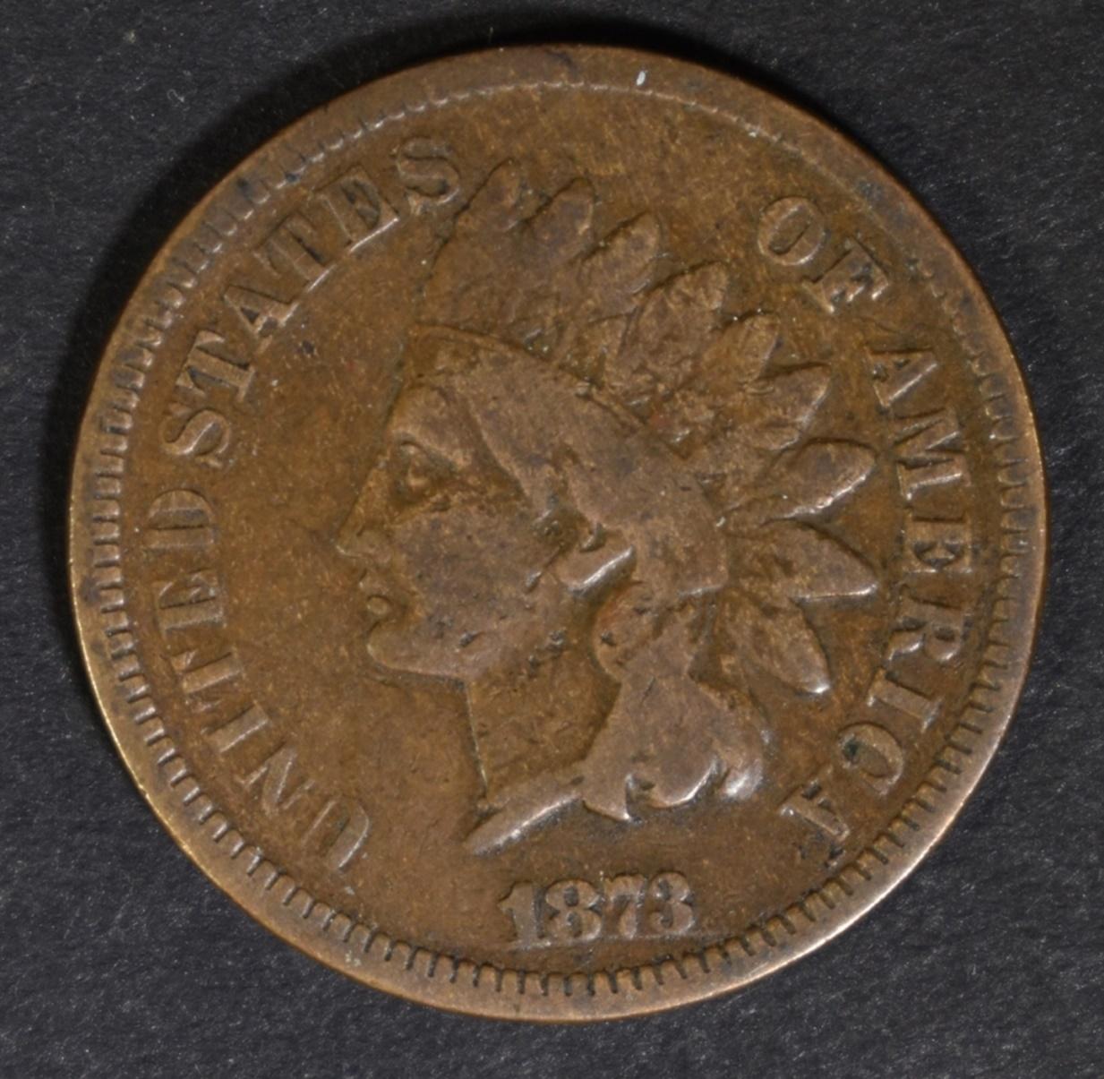 1873 OPEN 3 INDIAN HEAD CENT VG