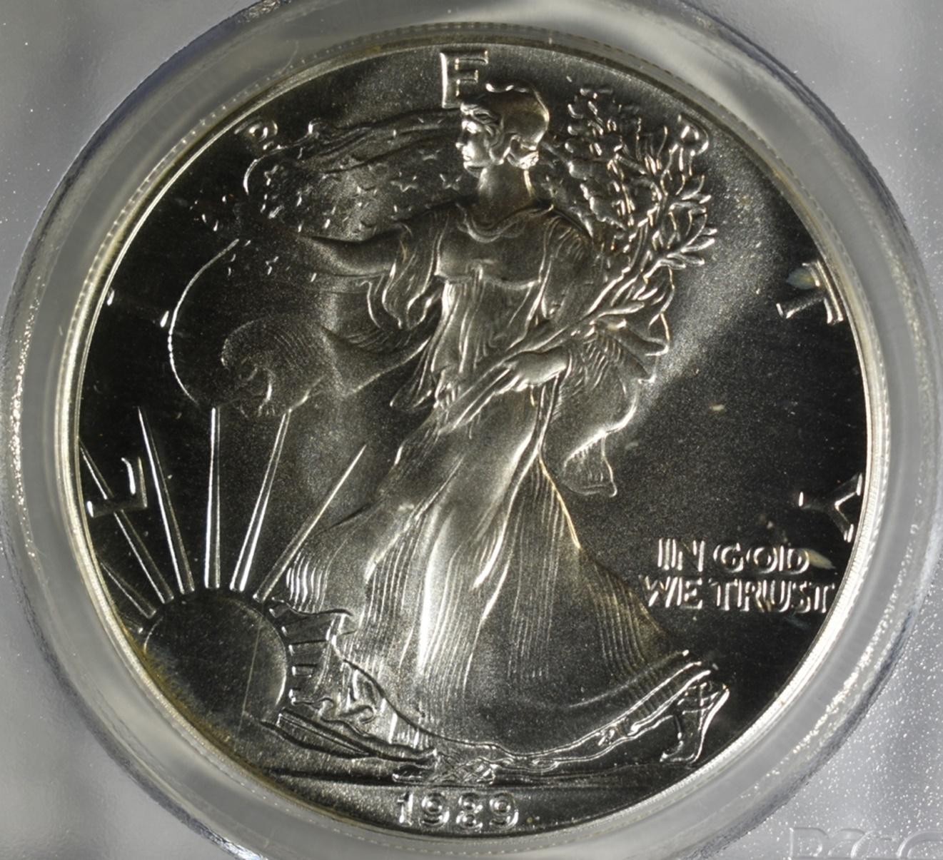 1989 AMERICAN SILVER EAGLE PCGS MS-69