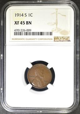 1914-S LINCOLN CENT NGC XF-45 BN