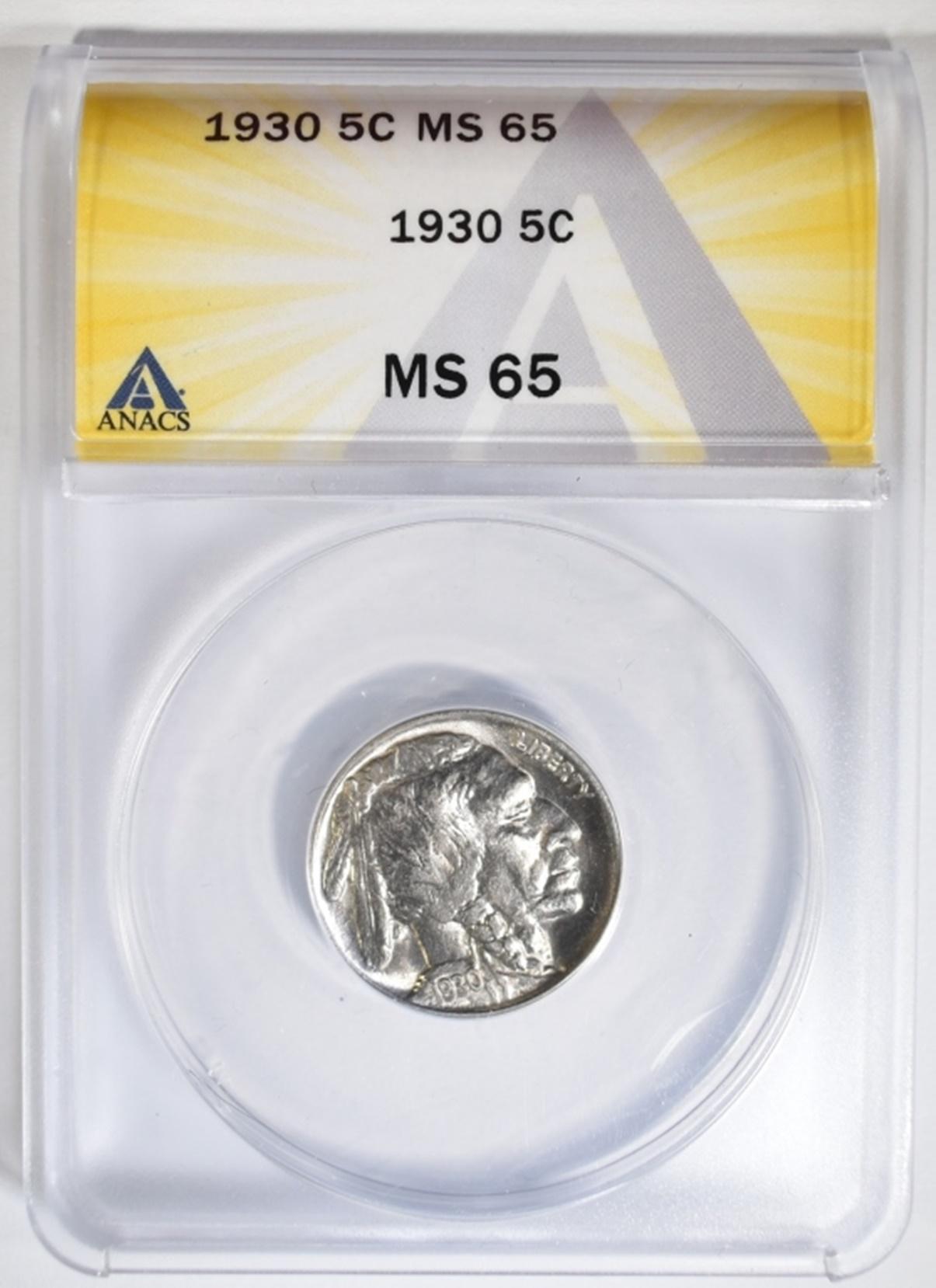 1930 BUFFALO NICKEL ANACS MS-65