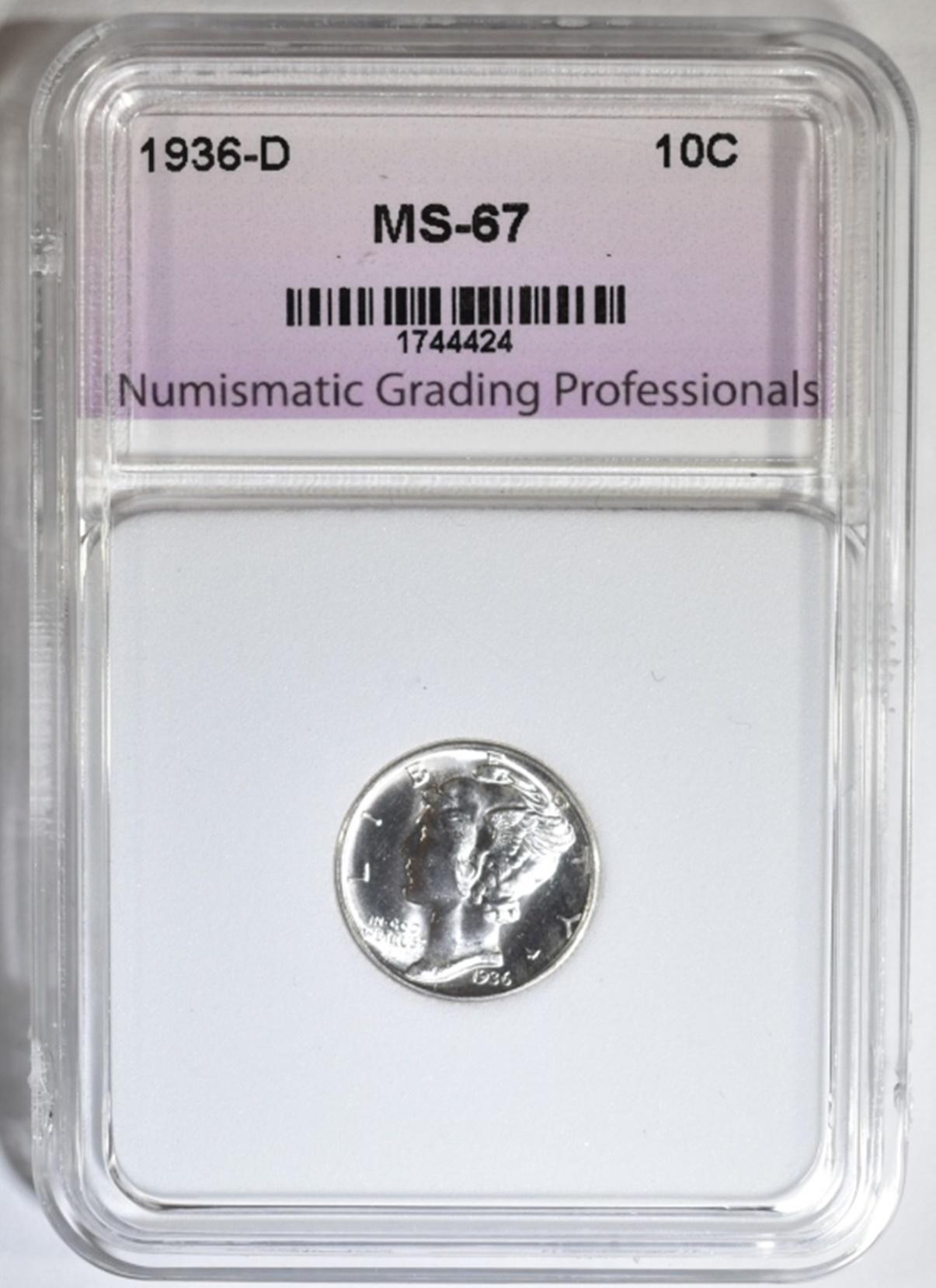 1936-D MERCURY DIME NGP SUPERB GEM BU