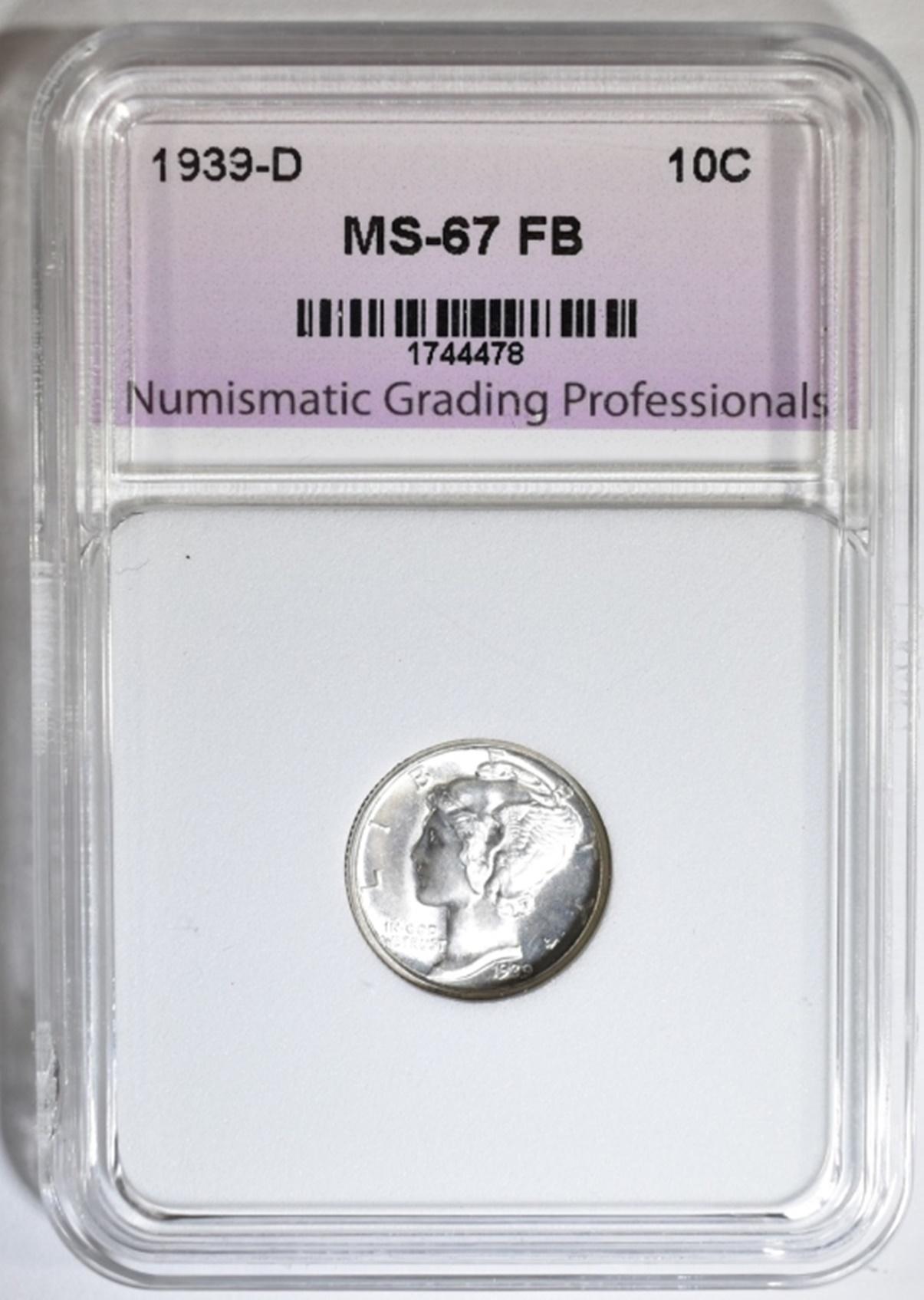 1939-D MERCURY DIME NGP SUPERB GEM BU FB