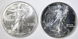 1989 & 1998 BU AMERICAN SILVER EAGLES