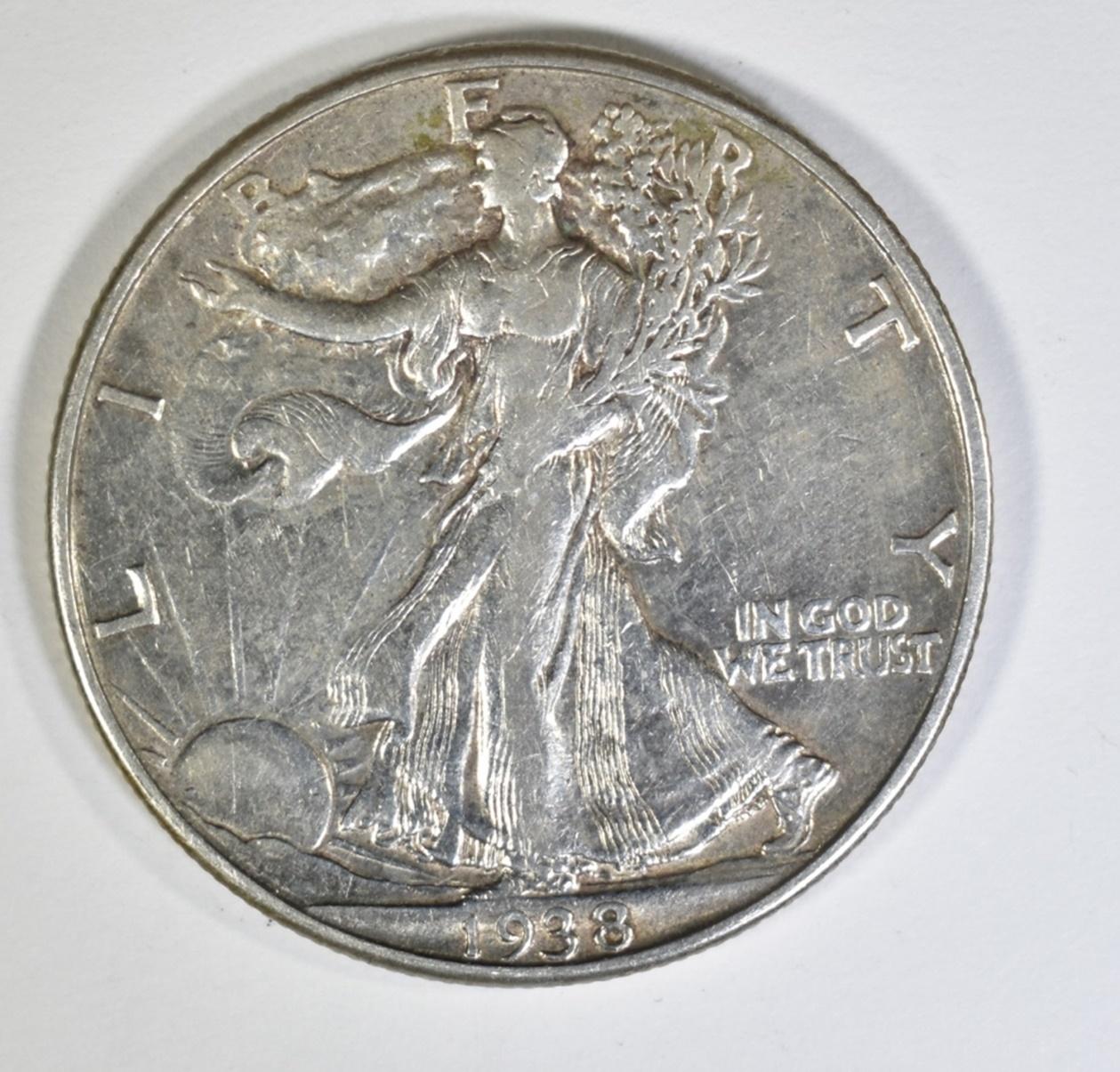 1938-D WALKING LIBERTY HALF DOLLAR  XF